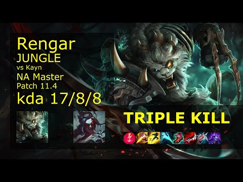 Rengar vs Kayn Jungle - NA Master 17/8/8 Patch 11.4 Gameplay