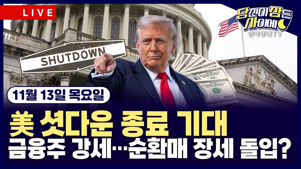 [🔴11/13 #당잠사] 美 셧다운 종료 기대ㅣ금융주 강세…순환매 장세 돌입? | #엔비디아 #코어위브 #임시예산