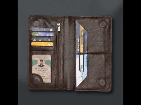 Double Gadget Genuine Leather Long Wallet - Chocolate video thumbnail