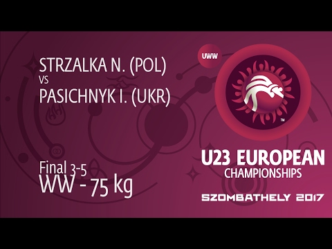 BRONZE WW - 75 kg: I. PASICHNYK (UKR) df. N. STRZALKA (POL) by FALL, 4-2