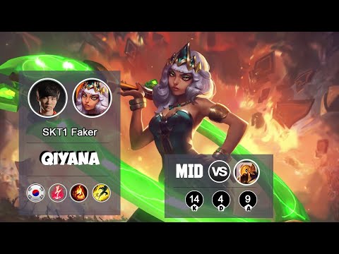 SKT1 FAKER Qiyana MID VS Azir | LOL | S9 KR Challenger - Full Gameplay