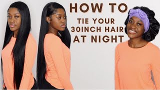 How To Properly Tie Down LONG Straight Hair at Night (SUPER EASY) Hair Stays Straight!