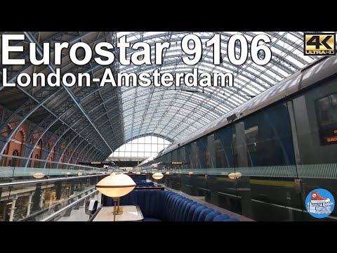[4K] Train Tour | 🇬🇧🇳🇱 London-Amsterdam | Eurostar - Day trip through UK,  France, Belgium & Holland