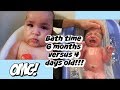 BATH TIME AT 6 MONTHS VERSUS 4 DAY OLD NEWBORN