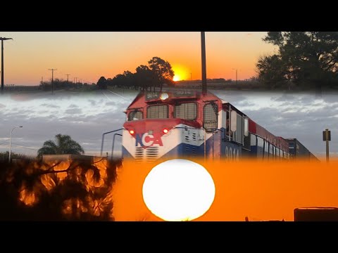 [4K] Tren vacio de NCA pasando por Marcos Juárez rumbo al oeste al atardecer!!!!!!
