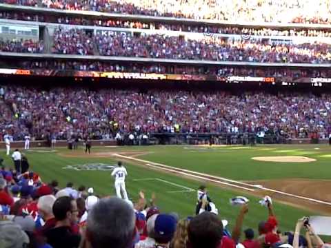 Texas Rangers vs. San Francisco Giants, Game 3, 2010 World Series ... Nolan Ryan first pitch.