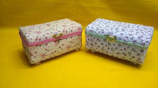 Caixinha em patchwork  de garrafas plásticas.