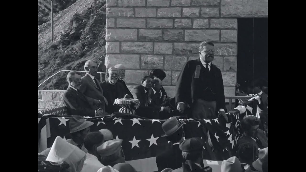 Theodore Roosevelt Speaking At The Dedication Of Roosevelt Dam (1911 Original Black & White Film)