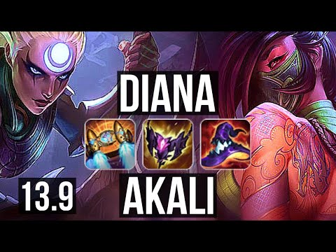 DIANA vs AKALI (MID) | 1.6M mastery, 7/3/10, 300+ games | KR Master | 13.9