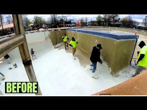 Transforming Rough Concrete into a Stunning Pool： Plastering in Action #concrete #construction