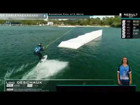 Loic Deschaux U15 Boys final 1st run Wakeboard European  Championships 2019 Gold Medal Run