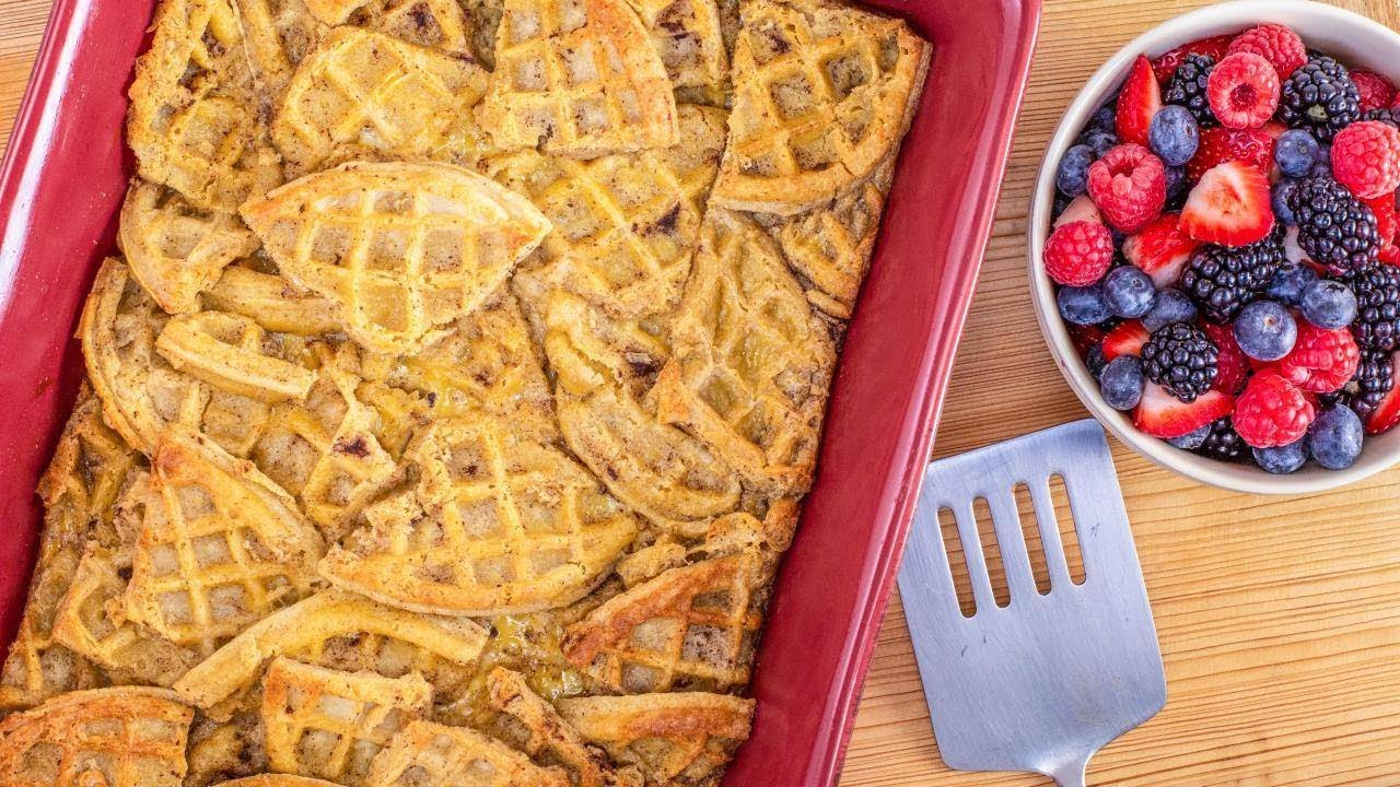 How To Make Breakfast Waffle Bread Pudding with Berries By David Venable