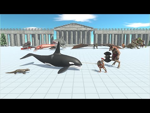 2 VS 2 AQUATICS WITH REPTILES VS FANTASY WITH ANCIEN HUMANS - Animal Revolt Battle Simulator
