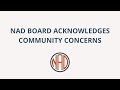 NAD Board Acknowledges Community Concerns