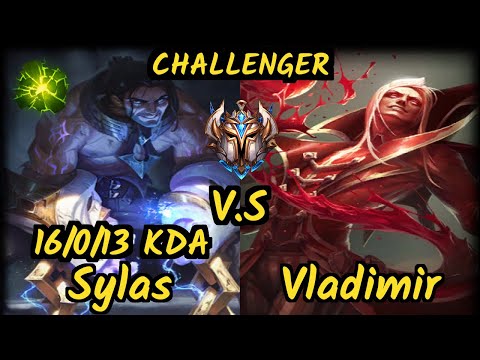 ONE Brucer (SYLAS) vs VLADIMIR - 16/0/13 KDA MID CHALLENGER GAMEPLAY - BR