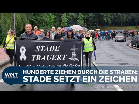 Video Thumbnail: TRAUERMARSCH IN STADE: Hunderte Menschen gedenken der Todesopfer in der niedersächsischen Stadt