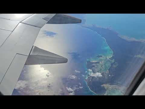 Flying over the Bahamas and the Caribbean Sea