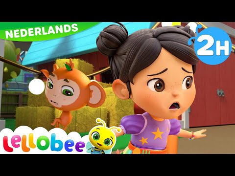 Vijf Kleine Aapjes | Lellobee Nederlands | Kinderliedjes | Leervideo's voor kinderen