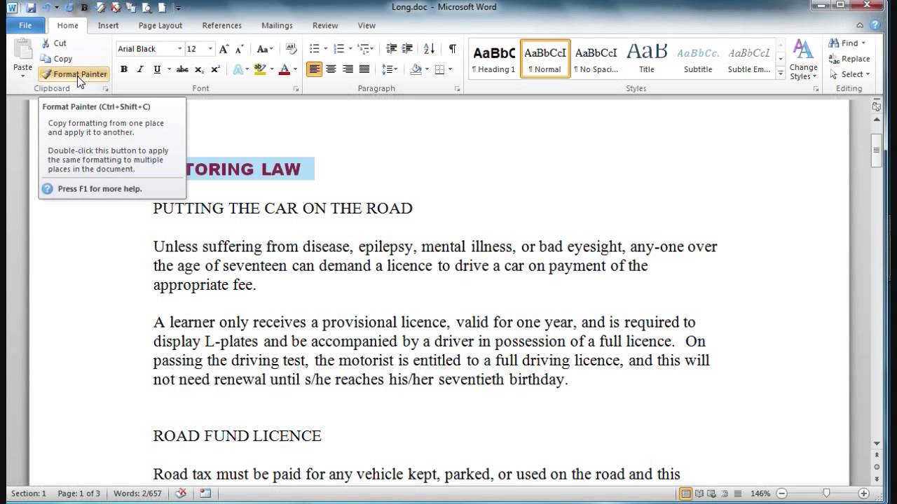 Word Format Painter