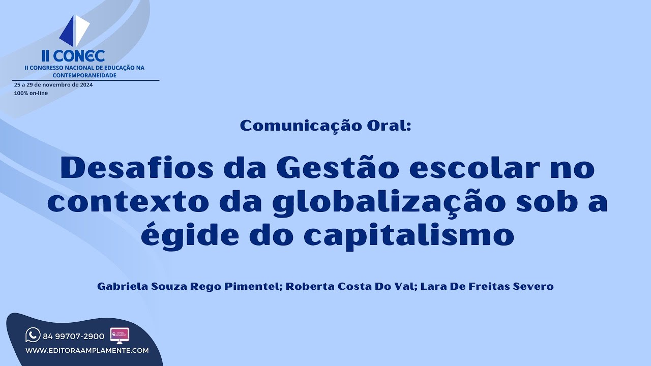 II CONEC 2024 - Desafios da Gestão escolar no contexto da globalização sob a égide do capitalismo