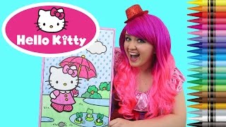 Coloring Hello Kitty Sanrio GIANT Coloring Book Page Crayola Crayons | COLORING WITH KiMMi THE CLOWN