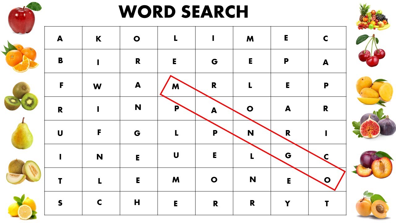 Fruits Word  Search | Kidz Brain | Kids Learning videos |