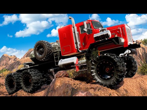 HUGE TRUCKS DRIVE THROUGH CANYON! (Snowrunner)