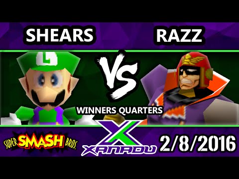 S@X 136 - Shears (Luigi) Vs. Razz (Pikachu, Captain Falcon) SBB64 Winners Quarters - Smash 64