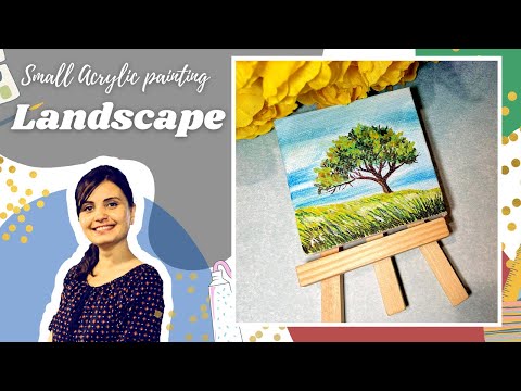 Mini Acrylic Painting / Landscape on Small canvas #1 / Satisfying Relaxing | Arpana's Art Room