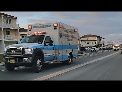 Monmouth Beach EMS Ambulance & Ghosted Fly Car, and Robert Wood Johnson EMS ALS Unit Transporting