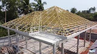 งานโครงหลังคาสำเร็จรูป สีทอง แม่กลอง
