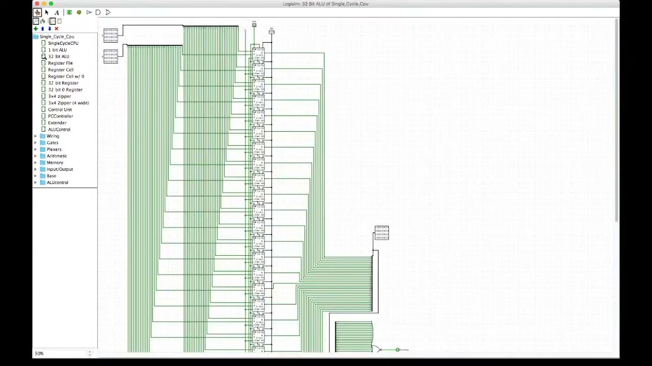 32-bit MIPS Single Cycle Reduced Instruction Set CPU Logisim