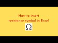 How to insert resistance symbol in Excel