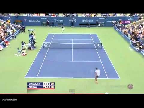 Gasquet INCREDIBLE BACKHAND against Nadal SF US Open 13