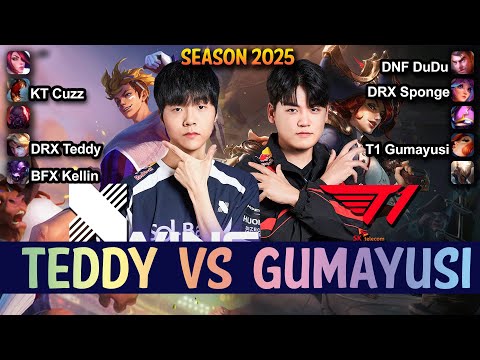 T1 Gumayusi vs DRX Teddy - Gumayusi MISS FORTUNE vs Teddy EZREAL ADC - Patch 25.08 KR Ranked lolrec
