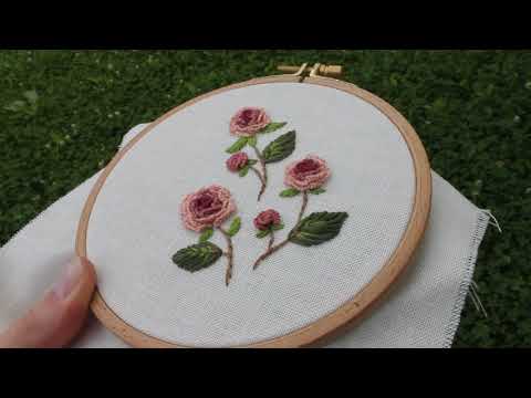 Cast on stitch rose embroidery. Rose embroidery tutorial.