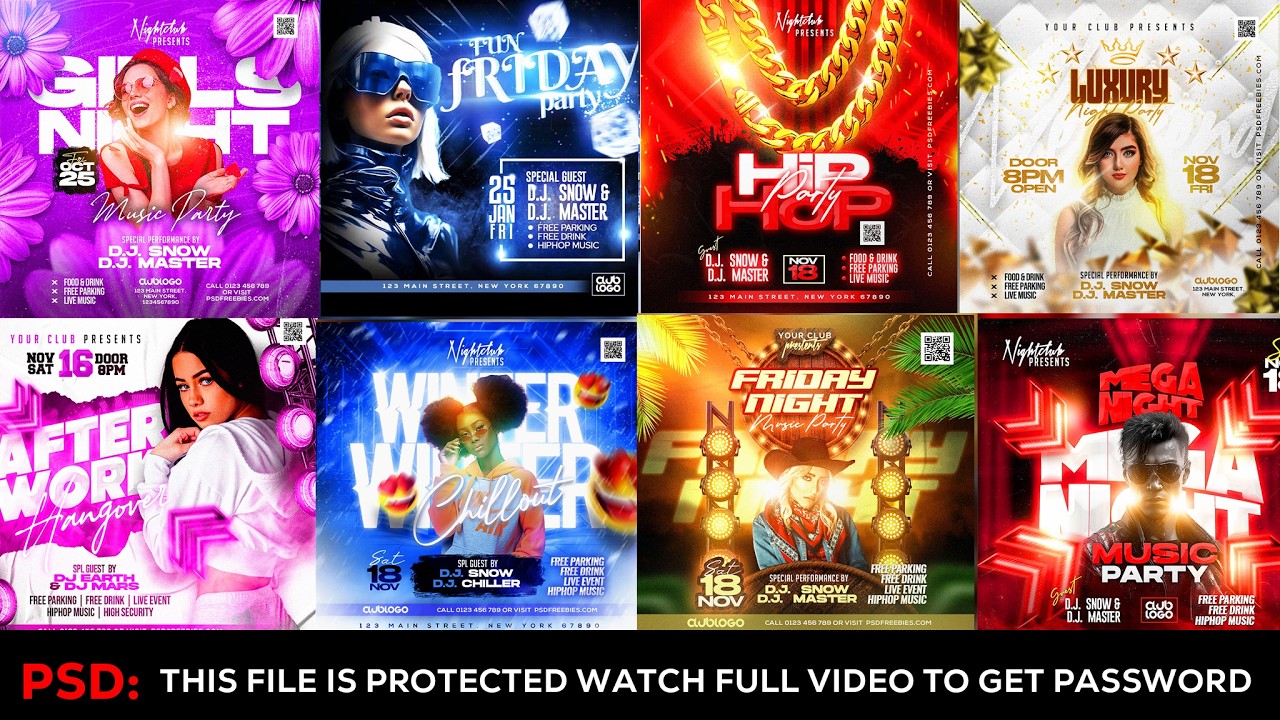 Free Psd Flyer Templates Vol  2 🔥 Club & Party Designs | Photoshop Tutorial