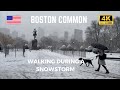 [4K] Walking to Boston Common, Beacon Hill on a quiet snow day ❄️☃️