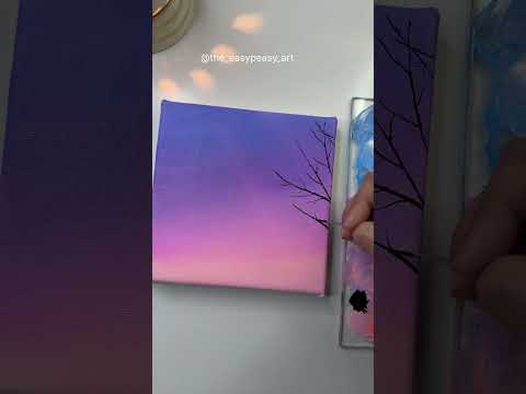 Sunset landscape painting/ Acrylic painting tutorial for beginners