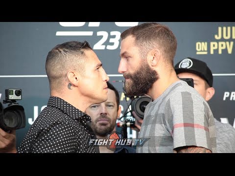 DIEGO SANCHEZ AND MICHAEL CHIESA HAVE INTENSE FACEOFF AT UFC 239 MEDIA DAY