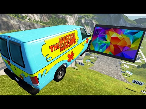 TOP 100 High Speed Car Jumps Over Pizza, Tablet, Computer Part 3 - BeamNG Drive | BeamNG-Destruction