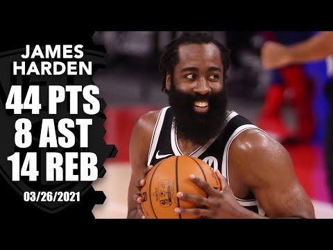 James Harden UNREAL 44 Points 14 Rebounds 8 Assists!!!! Vs Pistons