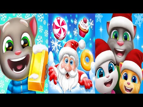 Talking Tom Gold Run VS My Talking Tom Friends New Update Christmas 2021 VS Santa Run Gameplay