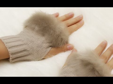 Перчатки без пальцев зимние вязанные с искусственным мехом