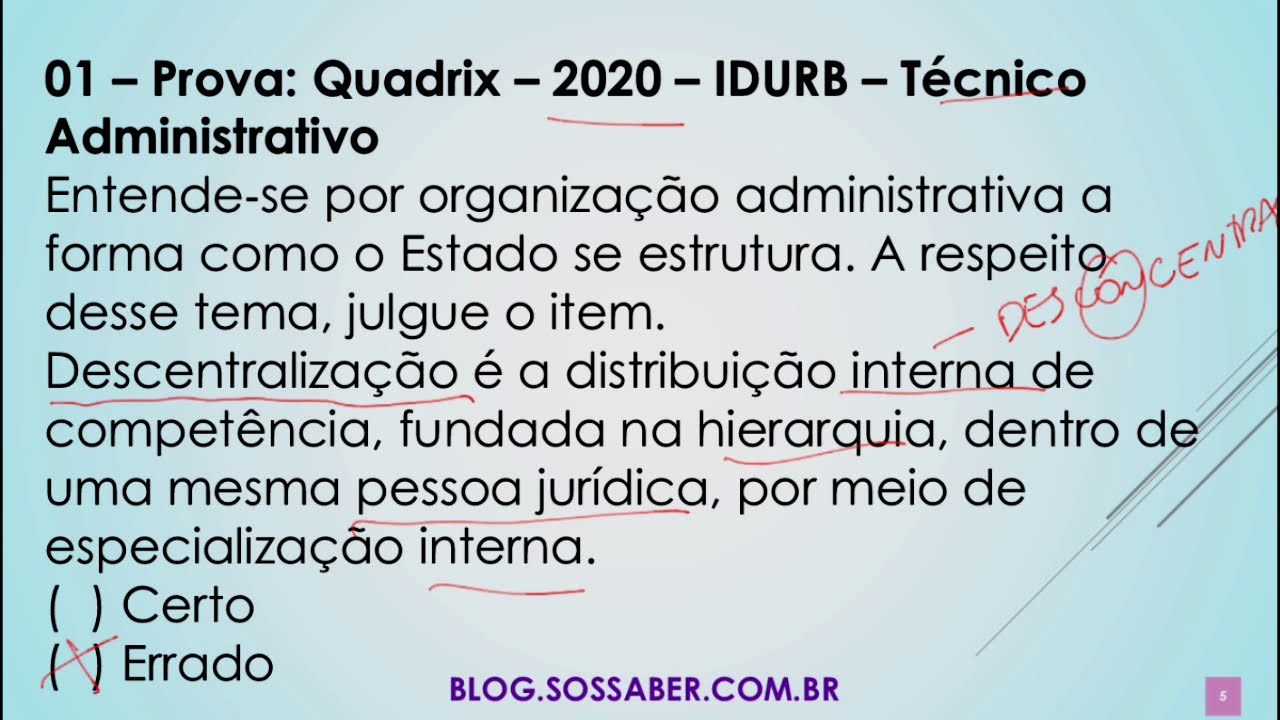 Aula 14.1 - Direito Administrativo - Questões da Aula 14 (Desconcentração e Concentração)