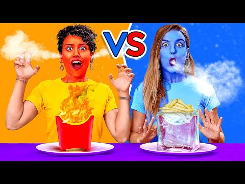 EATING ONLY HOT vs COLD FOOD FOR 24 HOURS! Last To STOP Eating Wins! DIY Pranks by 123 GO! CHALLENGE