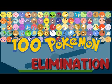 The 99 Times Eliminations - 100 Pokemon Elimination Marble Race in Algodoo