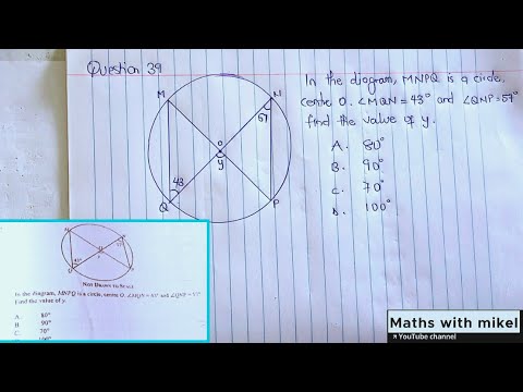 Question 39. Circle theorem ( plane Geometry 2 ) solution to wassce 2023