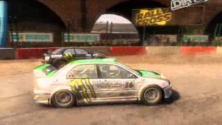 DIRT2 Gameplay Lodon BatterSea Air Mitsubishi Lancer Monster EVO IX - ASUS GamerOSD - Logitech F510