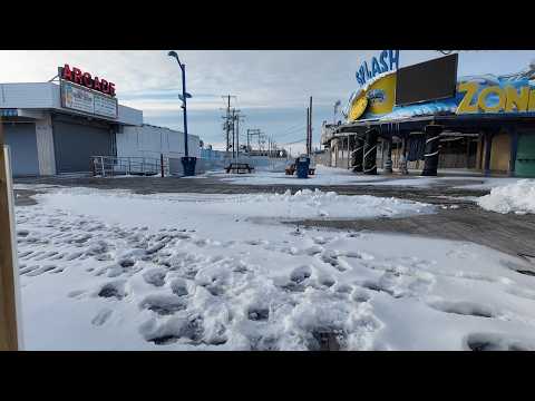 Walking A Snowy Wildwood Boardwalk - VLOG